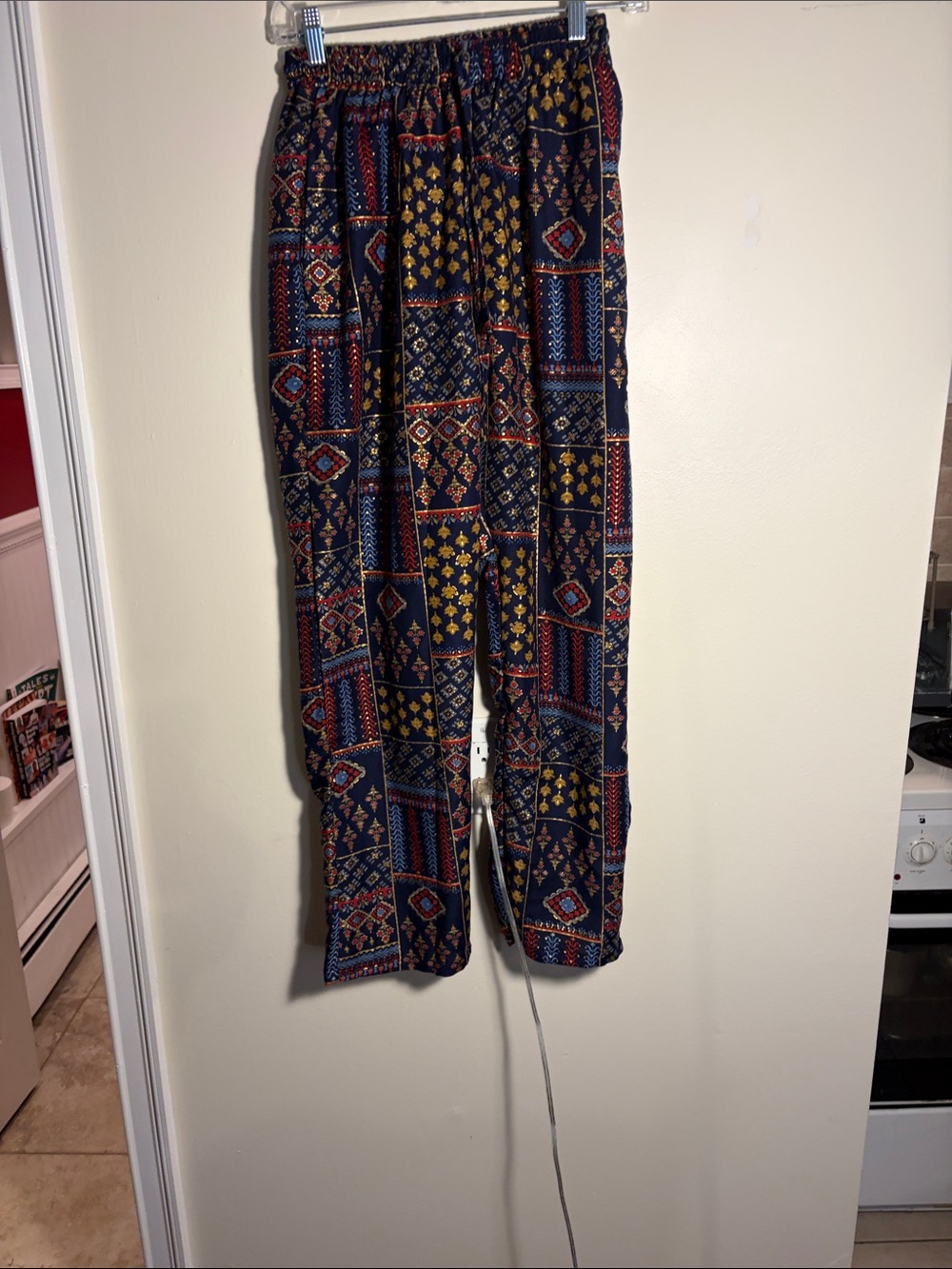 Navy Multi-Pattern Button Front Blouse - Picture 7 of 13